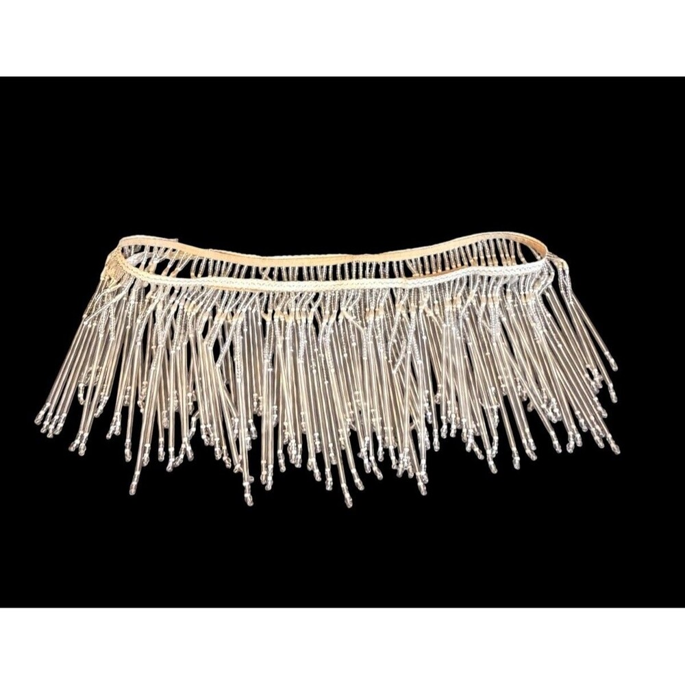 Vtg 6" Scallop Glass BeadTrim Fringe 24-26” Lamp Shade Art Deco Intact Complete